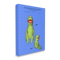 Gluple Industries Frog Charket Character Character Plueprint Graphic Art Gallery завиткан платно печатење