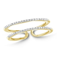 Jewelersclub 14k злато позлатено сребро 0. Отворен прстен со бел дијамант за жени за жени