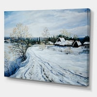 Селски пат во зимски времиња пејзаж II сликарство платно уметнички принт