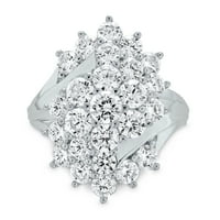 Брилијантност фино накит Стерлинг сребрен симулиран бел дијамантски коктел прстен