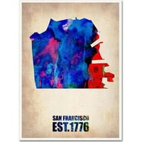 Заштитена марка ликовна уметност Мапа на акварел во Сан Франциско Канвас уметност од Наксарт