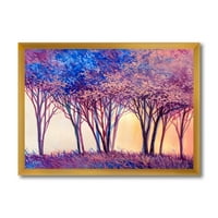 ДизајнАрт „Шарени сини дрвја Апстрактни шумски пејзаж“ модерен врамен уметнички принт