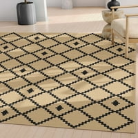 Добро ткаени јута Акита модерна мароканска рамна ткаенина црна 7'10 9'10 килим во областа