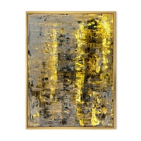 DesignArt 'Grey се среќава со жолто апстрактна уметност II' модерна врамена платна wallидна уметност печатење