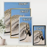 Затвори од бел коњ во уметничкото печатење на уметнички печати за сликање на платно