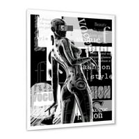 DesignART 'црно -бело киборг тело i' модерен врамен уметнички принт