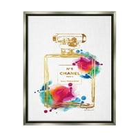 Sumn Industries Моден парфем злато виножито сјај сиво врамен лебдечки платно wallидна уметност, 16x20